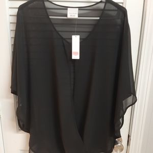 Anna & Ava Sheer Black Blouse One Size